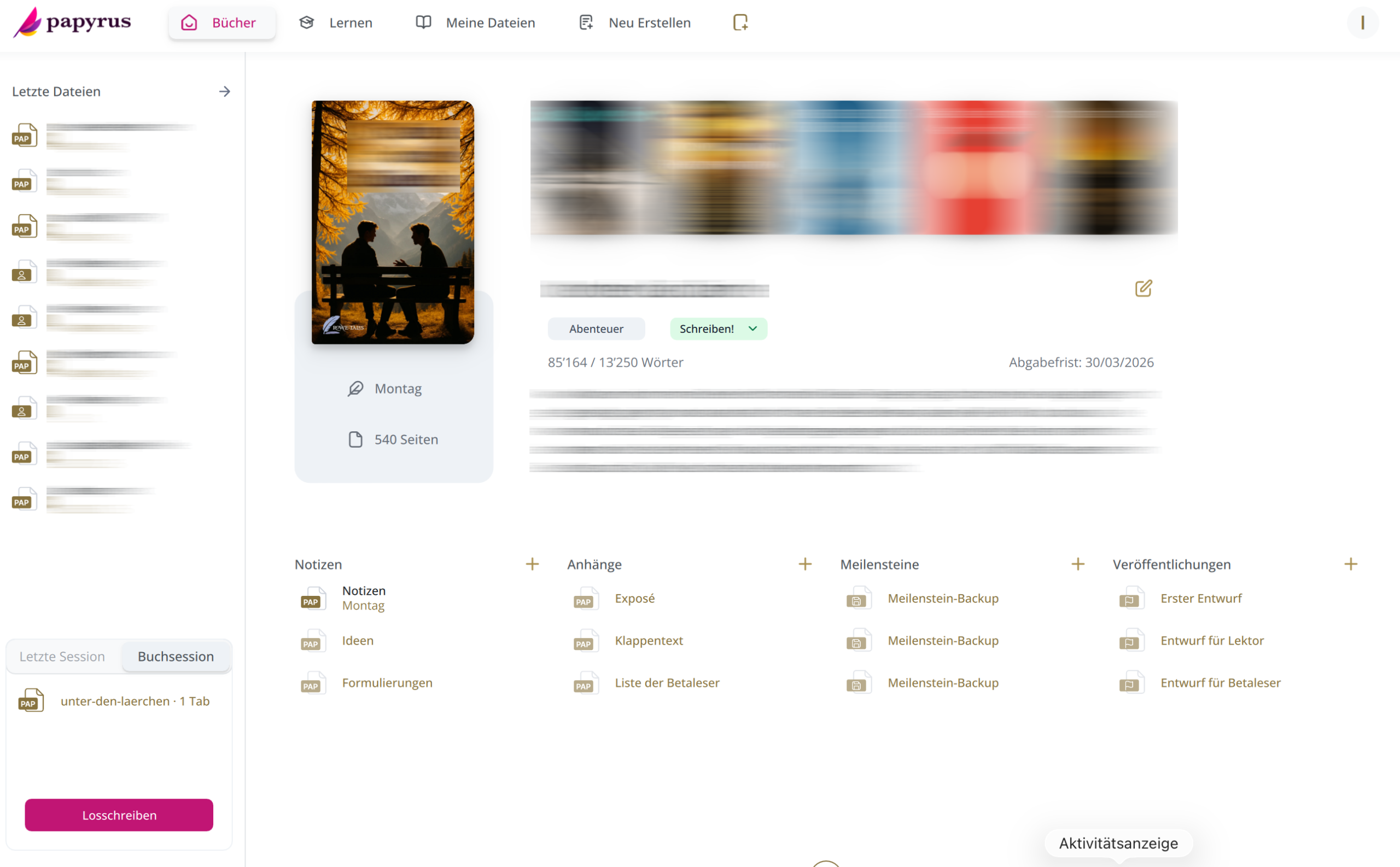 Startbildschirm von Papryus Autor 12